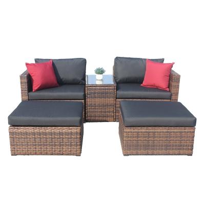 China Outdoor Weather Furniture Brown Wicker Waterproof Fabric Modular Garden Sofa Set Modern for sale