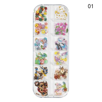 China Easy Apply Leaf Butterfly Flowers Nail Art DIY Manicure Nail Glitter 3D Nail Stickers for sale