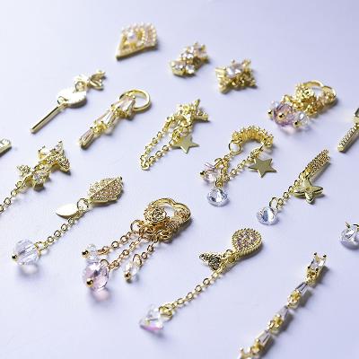 China Eco-Friendly Wholesale Jewelry Nail Art Chains Rhinestones Accessory Tassel Nail Art Decorations for sale