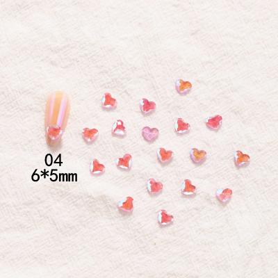 China Easy Apply Glass Nail Stone 3D Love Heart Nail Art Stones Flat Diamonds DIY Rhinestones for sale