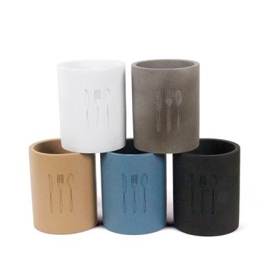 China Five Color White Concrete Kitchen Accessories Concrete Cup With Forks Pattern for sale