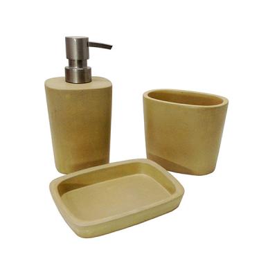 China Dyed Yellow Concrete soap dispenser / Oblong Concrete Toothbrush holder for sale