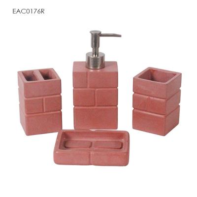 China Red Concrete Toilet brush Holder / Concrete soap dispenser For New House Gift for sale