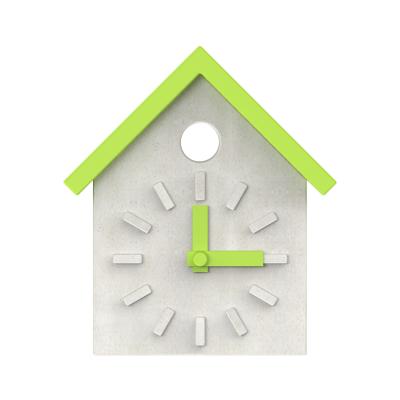 China House Shape Green Watch Wall Clock / Handmade Wall Clocks Electronic Control for sale