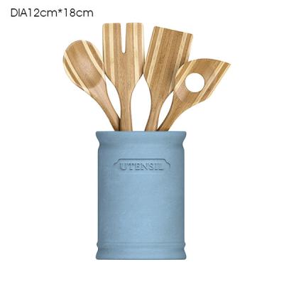 China Blue Concrete Kitchen Accessories Cutlery Holder Custom Logo Eco - Friendly for sale