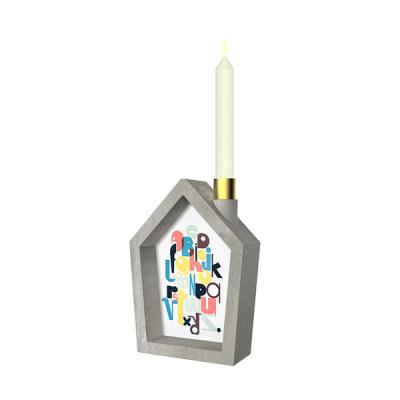 China Light Grey Sagittate Concrete Picture Frame Personalized With Candle Standing for sale