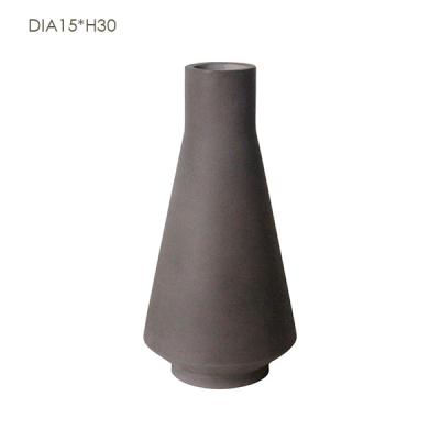 China Modern Coniform Concrete Vase Dark Grey Elegant With Round Mouth for sale