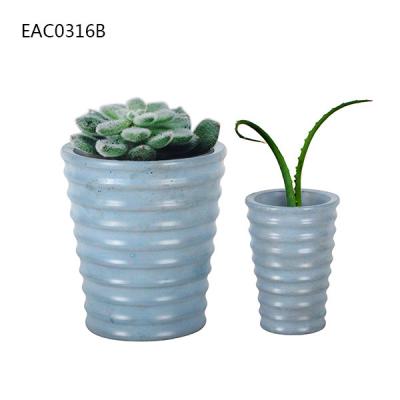 China Drainer Screw Thread Blue Concrete Vase Cylinder Decorative Two Size for sale