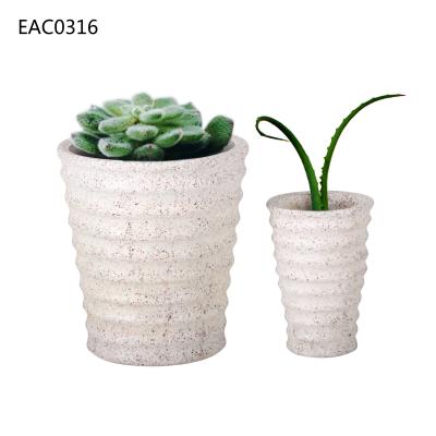 China Stripe Rough Concrete Flower Vase /  Garden Cement Flower Pots Drainer Bottom for sale