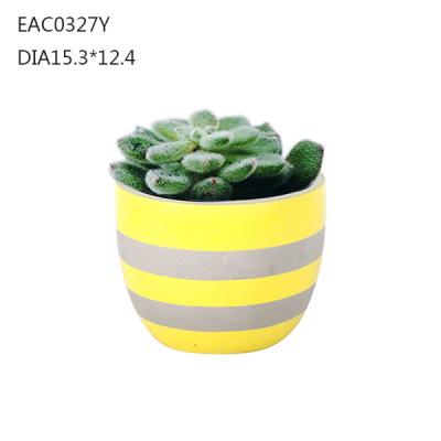 China Yellow Spraying Natural Concrete Vase Cylindrical Handmake For House Balcony for sale