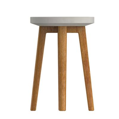 China Indoor Drak Grey Concrete Stool Removable Wooden Legs 31cm × 45cm for sale