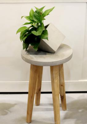 China Disassemble concrete stool household decoration with ashtree wood legs for sale