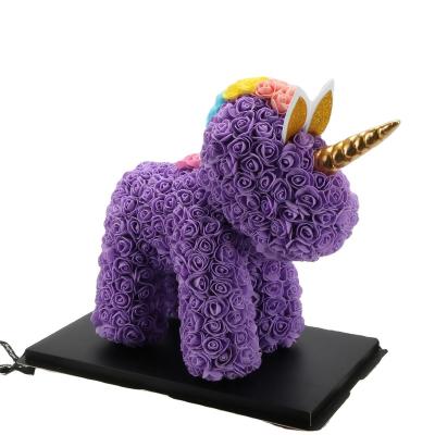 China Wedding decoration & High Quality Handmade Unicorn Artifical PE Foam Rose Flower Bear For New Year Gift and Girl Gift Christmas Gift for sale