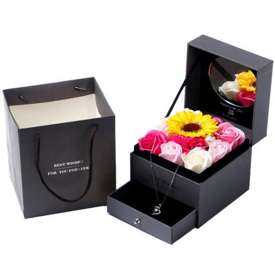 China Natural Touch Birthday and Mother's Day Gift Drawer Gift Box Double Soap Roses for sale