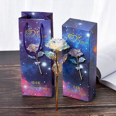 China Luxury Wholesale Rose Flower Gifts 24k Gold Plated Foil Rose Gold For Wedding Decoration Valentine's Day Gift Mather's Day Gift for sale