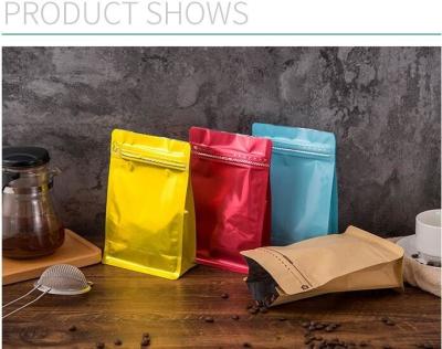 China Biodegradable CompostMiddle Seal, K Bottom Seal, Flat Pouch, Luxury Coffee Beans Pouch Packaging Bags With One Way Valve for sale