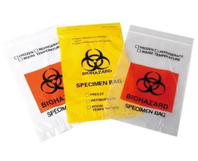 China Cremallera que cierra las bolsas para los especímenes, bolso del espécimen del Biohazard, bolso del transporte del espécimen del Biohazard, bolsos aptos para el autoclave en venta