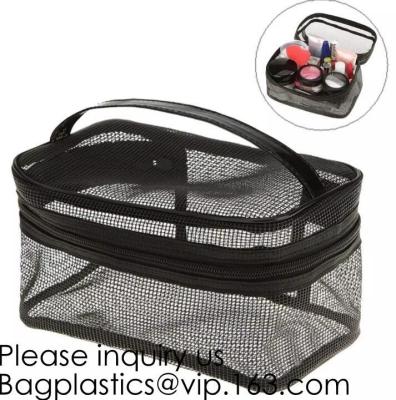 China Mesh Bag plegable – totalizador diáfano grande del viaje con las correas de hombro – hidrófugo con los bolsillos con cierre – negros en venta