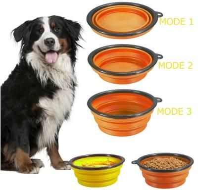 China cuenco portátil del agua del animal doméstico del viaje del alimentador del cuenco del perro del animal doméstico de la comida para gatos del perro del cuenco del silicón de perro del cuenco plegable plegable plástico de la comida en venta