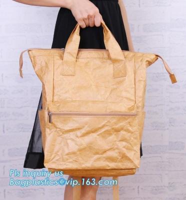 China Bolso de compras reutilizable del papel del tyvek de Eco, bolso más fresco de papel del bolso del almuerzo de Tyvek Brown, bolsa de papel plegable del tyvek de Du Pont con su en venta