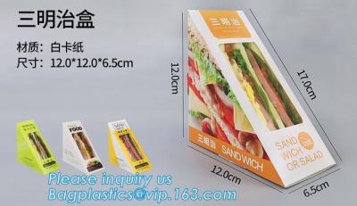 China caja con la ventana, caja para empaquetar, caja del bocadillo del papel de Kraft del bocadillo del triángulo de cartón con la hamburguesa clara Sandwic de la ventana en venta