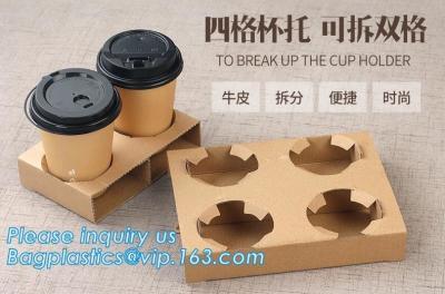 China Portador del soporte de vaso del café del papel de la cartulina, portadores de papel de la bebida de la taza de café de 2 paquetes, portadores w de la bebida de la taza de café del papel de Brown en venta