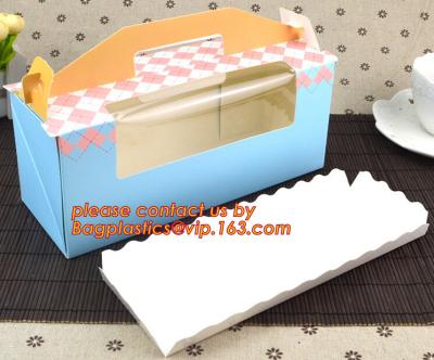 China El artpaper de encargo maneja la caja de torta con la ventana del PVC, caja de torta dulce con la manija, caja de torta con la ventana en venta