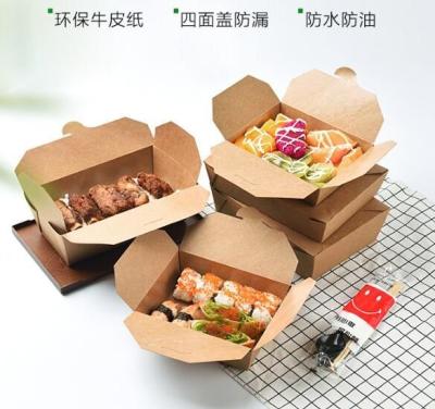 China Caja de empaquetado para llevar de la ensalada de la fiambrera de papel de Kraft de la comida disponible de la caja, fiambrera marrón de papel de Kraft de la fuente con triunfo claro en venta