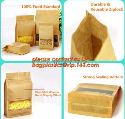 China levántese la bolsa de papel biodegradable de Kraft del bolso de la cremallera de la bolsa, soporte que se puede volver a sellar del bocado encima del aluminio de la bolsa del papel de Kraft de la cremallera en venta