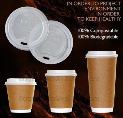 China Taza disponible amistosa biodegradable de la maicena CPLA de Eco, fabricantes plásticos de la tapa de la taza de café de la venta caliente cabidos para el co de papel en venta