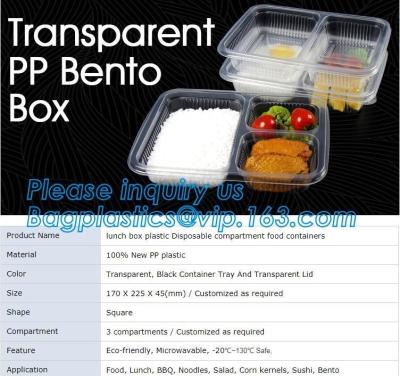 China caja transparente del bento de los pp, envases de comida disponibles plásticos del compartimiento de la fiambrera, comida, almuerzo, BARBACOA, tallarines, ensalada, maíz núcleo de condensación en venta