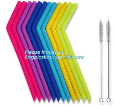 China Las escobillas flexibles de la manga de la extremidad de Straw Metal Straw With Silicon del silicón de la boca del Anti-corte fijaron al Dr. reutilizable del silicón en venta