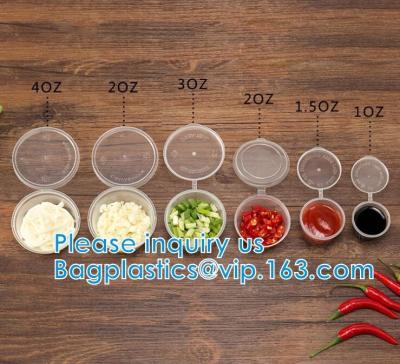 China Las tazas disponibles de la salsa con las cajas de los contenedores de almacenamiento de la comida de la tapa empaquetan las tazas plásticas portátiles disponibles portátiles de Box&Lid en venta