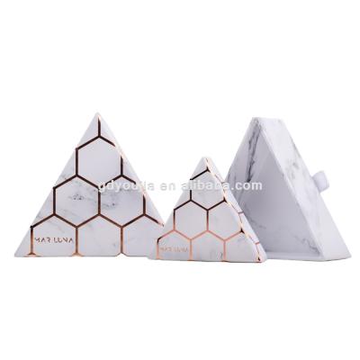 China Packaging Items Manufacturer Custom Printed Mini Small Triangle Shape Drawer Paper Jewelry Marble Gift Box for sale