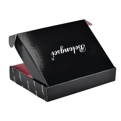 China Recyclable Black Logo Jewelry Clothes Corrugate Upmarket Shipping Box Customized by Courier Printed Listing Box for sale