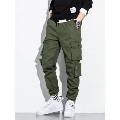 China Custom Logo Cargo Pants Blank Loose Anti-wrinkle Fitted Army Green Pants Fashion For Men for sale