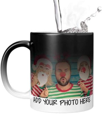 China Modern Wholesale Custom Personalized Black Ceramic Mug Heat Sensitive Magic Color Changing Coffee Mugs for sale