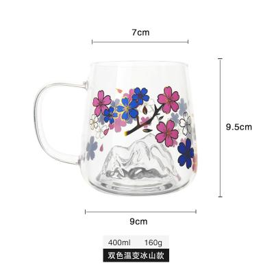 China Viable Color Changing Mug Glass Mug With Custom Logo Mug Cherry Blossom Mug for sale