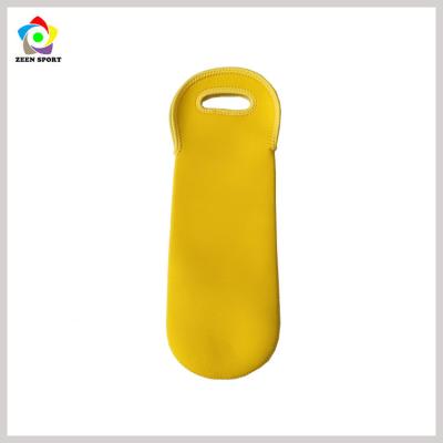 China Waterproof Neoprene One Bottle Wine Tote Bag Yellow for sale