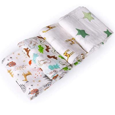 China Soft Touch Baby Cotton Folded Blanket Muslin Wrap Muslin Baby Blanket for sale