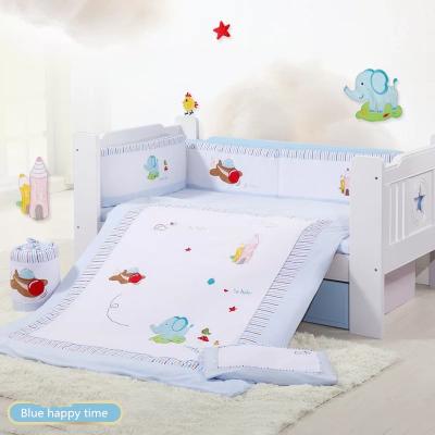 China Cute 100% Cotton Embroidery 9pcs Baby Comforter Anti-Static Set Crib Bedding Set Baby for sale