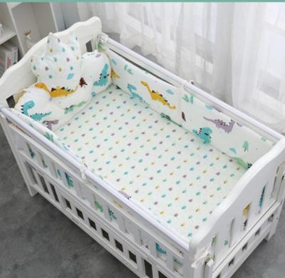 China 100%cotton printing cotton baby crib bed rail pad 5pcs set baby crib bumper for sale