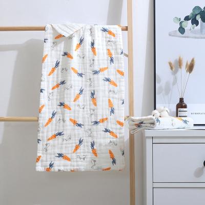 China Folded Super Soft Cartoon Printed 6 Layers Gauze Towel Baby Towel 100% Cotton Cotton for sale