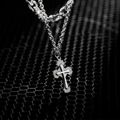 China FASHIONABLE LATEST Double-Layer Stainless Steel Necklace Light Niche Luxury Design Girl Hiphop Clavicle Chain Pendant Hot Gift for sale