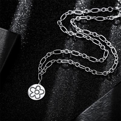 China Luxury New Stainless Steel Niche Design Clavicle Chain Spice Girl Cherry Plum Blossom Graphic Necklace Female Light TRENDY Double Layer for sale