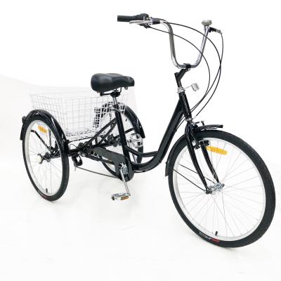 China Shopping 24 inch - high - wheel modern rickshaw 3 wheel tricycle carbon steel frame cargo pedal adult tricycle for sale