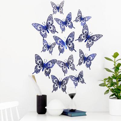 China Waterproof+Eco-friendly 12 PCS Color Butterfly Cavity Wall Sticker For Party And Holiday Supplies Decorations Sticker for sale