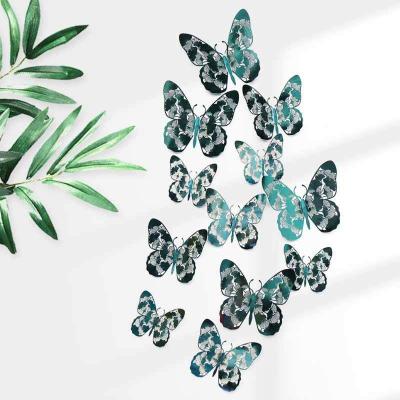 China 12 PCS Colorful Easy Hollow Out 3D Butterfly Wall Sticker For Party And Holiday Supplies Decorations Sticker for sale