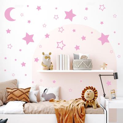 China Waterproof+Eco-friendly 45pcs/set Mix Moon and Stars Vinyl Wall Stickers for Kids Room Bedroom Wall Decals Hallow Stickers Baby Nursery Home Decor PVC for sale