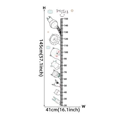 China Simple Line Animals Cartoon Height Ruler Wall Stickers Waterproof+Eco-friendly Grow Height Measurement Wall Decals For Kids Room Living Room Bedroom PVC for sale